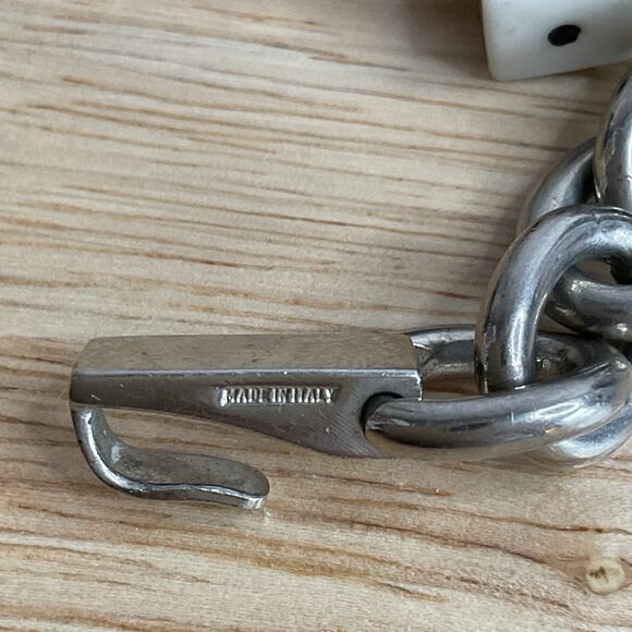 Vintage Marc Jacobs Charm Bracelet Dice & MJ Charms 2000s Silver Tone Size 6.5 - Picture 6 of 12